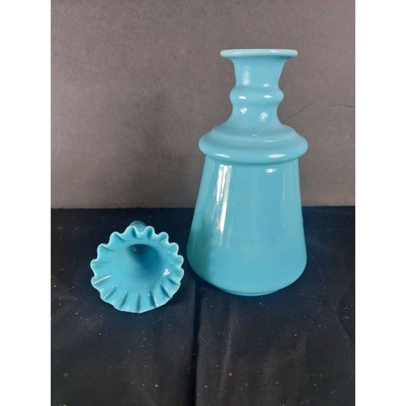 Bristol Glass Decanter with Ruffled Top Stopper Blue - Picture 3 of 5